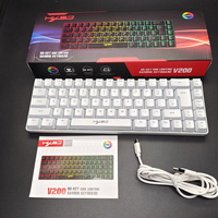 Keyboard Membran Berkabel RGB LED Backlight Gaming Keyboard 68 tombol Keyboard Komputer Gamer untuk PC Laptop Game/Kantor