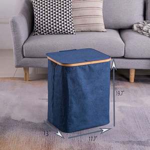 Panier à linge décoratif en bambou, panier à linge de 60 l avec couvercle, pour le rangement à domicile - Product Image 5