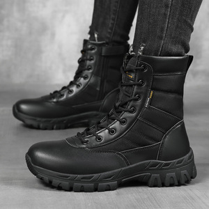 Botas Tácticas DF S1 para Hombre, Estilo Militar, de Cuero Patentado, Color Marrón - Product Image 3
