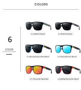 Biểu tượng tùy chỉnh Kid của nam giới phân cực UV Kính mát với màu đỏ và màu xanh vuông đinh tán khung PC Chất liệu kính mặt trời - Product Image 5