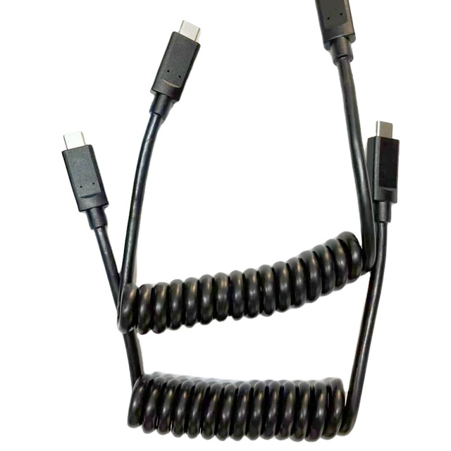 Coiled USB Type C Cable10Gbps 60W Spring PD Type C Charging Cable for MacBook Pro Pad Pro Pad Air 4 Galaxy
