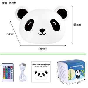 Panda Shape Silicone Night Light <b>USB</b> Rechargeable Tap Control LED Bedside <b>Lamp</b> For Bedroom With Color Changing Feature - Product Image 5