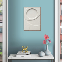 Art mural suspendu abstrait géométrique 3D texturé blanc moderne fait à la main avec cadre en plastique 40x60cm