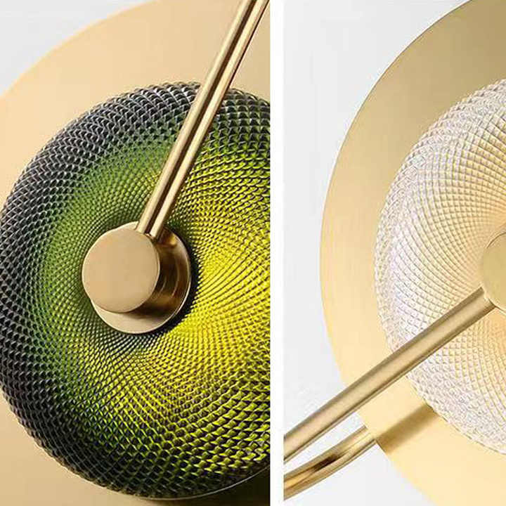 Applique murale LED ronde de luxe moderne avec corps en fer, lampe de chevet pour hôtels, design en verre et métal
