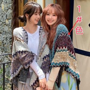 Nieuwe Herfst En Winter Sjaal Buiten Reizen Houden Warm Poncho Mode Tribal Eenvoudige Sjaal Cape Met Kwast Voor Vrouwen - Product Image 5