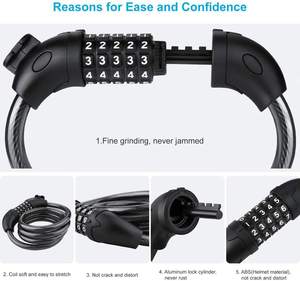 Gambar Baru Kunci Sandi Kawat Baja Skuter Elektrik Empat Gembok Kunci Kabel Anti-maling Kunci Cakram <span class=keywords><strong>Alarm</strong></span> Kata Sandi Keamanan Sepeda - Product Image 6