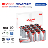 بطارية BEVIGOR 2/3A CR123A 3V 1500mAh ليثيوم-منغنيز أسطوانية للمقاييس والأجهزة الأمنية والطبية وأجهزة التتبع المنزلية والساعات والإلكترونيات