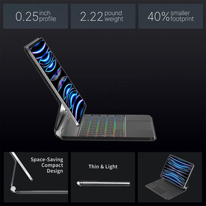 คีย์บอร์ดไร้สาย BT Magic Keyboard 2.4Ghz RGB Backlit พร้อมเคสแม่เหล็ก LED Touchpad USB-C LED สำหรับ <span class=keywords><strong>iPad</strong></span> 10.9/11/12.9 นิ้ว - Product Image 5