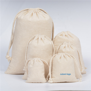 Sacchetti personalizzati in cotone con coulisse borsa riutilizzabile Eco Friendly in bianco piccola borsa con coulisse in cotone organico con Logo - Product Image 6