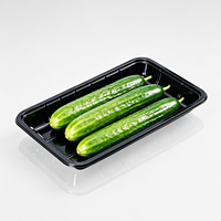 Barquette noire en PET de qualité alimentaire à profil bas pour la restauration, la boulangerie, les desserts, les bonbons, les gâteaux, l'affichage en supermarché, l'emballage réfrigéré