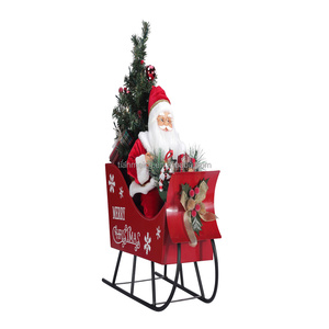 Décoration de Noël Père Noël Rouge de Luxe Écologique avec Traîneau Figurine Ornement de Noël Traîneau - Product Image 2