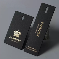 Étiquette personnalisée noire avec logo doré, en papier recyclé, logo en feuille d'or, étiquettes pour vêtements avec ficelle et épingles