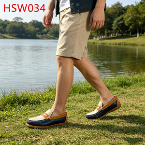 XLY, Mocasines de Lujo para Hombre, Estilo Kenia/África, Color Azul+ Amarillo Claro, Zapatos Náuticos para Conducir HSW063 - Product Image 5