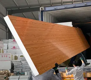 木纹彩色Eps夹心墙板钢板屋面墙板