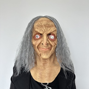DAMAI Halloween Silicon Maskes Realistic Horror Cosplay for Party Prop Latex Full Face Mask Wig Old Granny Mask - Product Image 1