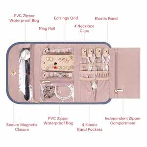 Luxury Foldable Jewelry <b>Travel</b> Organizer Rings Earrings Necklaces <b>Bracelets</b> Storage Roll Bag - Product Image 3