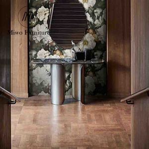Hotel Corridor Console <strong>Table</strong> Living Room Furniture <strong>Frame</strong> Stainless <strong>Steel</strong> with Marble Desktop Factory Supply Modern Golden - Product Image 4