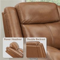 Fauteuil inclinable massant en cuir PU marron selle Watson Whitely pour adultes, avec appui-tête mural, ports de charge et structure en bois pour camping-car