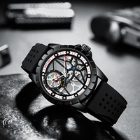 Montre mécanique automatique pour homme avec logo personnalisé, boîtier en alliage, bracelet en silicone, lumineuse, étanche, montre de sport de plongée OEM