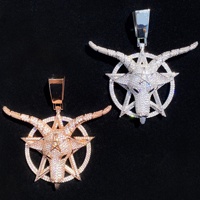 Collier Pendentif Tête de Chèvre Hip-Hop Européen et Américain pour Hommes, Plaqué Or, Zircon Cubique, Haut de Gamme – Source pour Vendeurs en Ligne