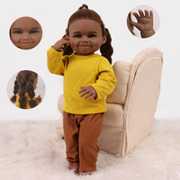 Poupée Bébé Noire de 22 pouces, Poupée Tactile pour Fille, Jouet en Silicone Souple, Poupée Reborn Cosplay Afro-Américaine, Poupées Reborn pour Tout-Petits