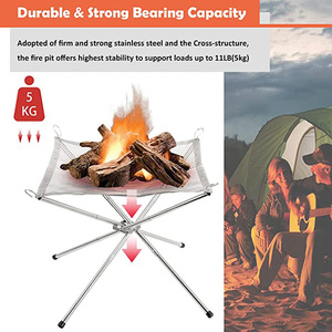 HOT SALE <strong>Portable</strong> <strong>Fire</strong> <strong>Pit</strong> With Carrying Bag Rollable Stainless Steel Charcoal Mesh Folding Stands Bonfire Firepits Wood Burning - Product Image 3