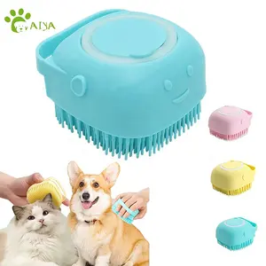 Produits de nettoyage et de toilettage pour animaux de compagnie distributeur de shampooing en Silicone souple brosse de bain de Massage pour chien et chat pour démêler et enlever les poils