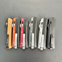 Couteau OTF à lame en acier Damas, couteau de poche pliant avec manche en aluminium, outil EDC d'extérieur, logo personnalisé, vente en gros