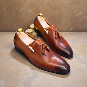 Zapatos de Vestir de Cuero Vacuno Genuino para Caballero, Hechos a Mano, con Diseño de Borlas y Estilo Slip-on - Product Image 6
