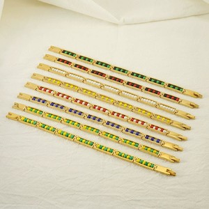 Của phụ nữ thép không gỉ Vòng đeo tay, ánh sáng sang trọng Euro Ins phong cách, <span class=keywords><strong>CZ</strong></span> lát vuông rỗng Tim Mặt dây chuyền, tôm hùm Clasp - Product Image 1