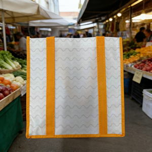 PP Non-Woven Coated Casual <b>Extra</b> <b>Large</b> Striped Handled Bag with Custom Logo and Screen <b>Printing</b> for Promotion Supermarket Use - Product Image 1