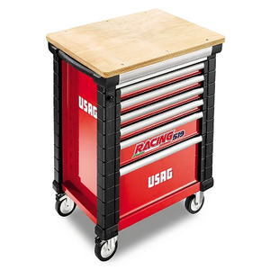 USAG Racing 519 Tool Cabinet With Wooden Top And Wheels For <b>Workshop</b> <b>Storage</b> - Product Image 2