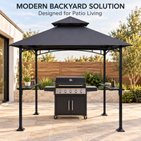 Gazebo de jardin avec barbecue et comptoirs latéraux doubles pour l'aménagement extérieur et les zones de restauration commerciales