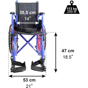 Silla de Ruedas Autopropulsada para Niños, Silla de Ruedas Plegable Rosa PEPE P10035 - Product Image 4