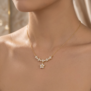 Collier en argent sterling 925 avec moissanite, motif fleur délicate, provenant du Vietnam, pour femmes - Product Image 6