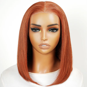 Perruque Bob Lisse Transparente 5*5 avec Fermeture, <span class=keywords><strong>Cheveux</strong></span> Humains Brésiliens <span class=keywords><strong>Auburn</strong></span> Marron, Prête à Porter, Sans Colle, Pré-Plumée, 10-16 Pouces, pour Femmes - Product Image 3