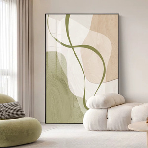 Pintura abstracta al óleo sobre lienzo con marco de aluminio, estilo minimalista para decoración de pared de salón, pieza única, 024004 - Product Image 1