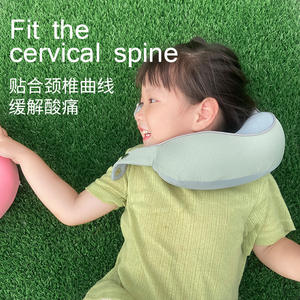 Mini almohada de espuma viscoelástica en forma de U para niños, cojín de apoyo lavable para viajes, estudiantes, diseño ligero de color sólido - Product Image 1