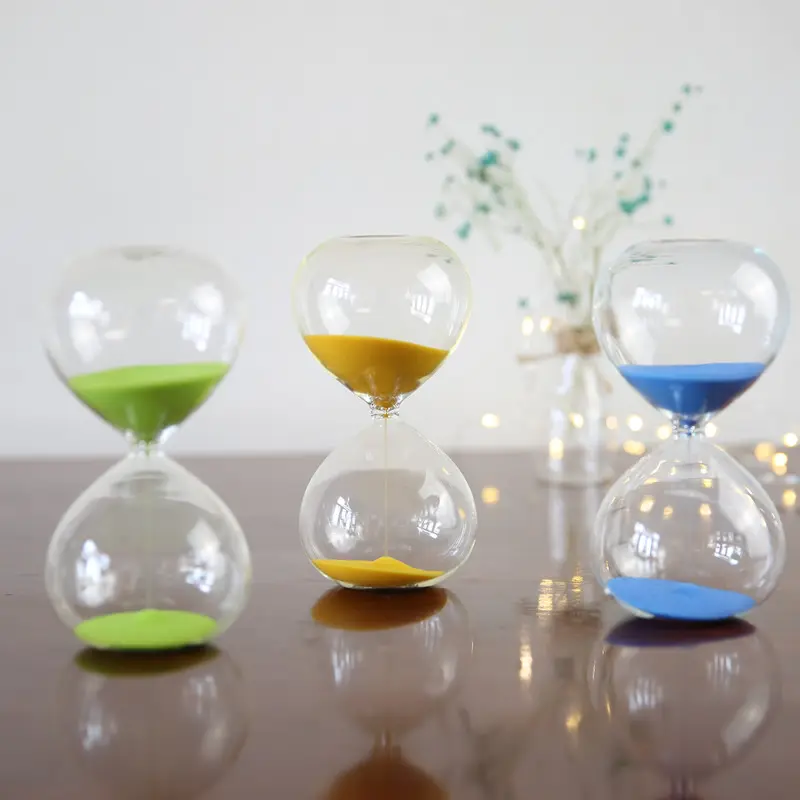 Beautiful borosilicate glass colored hourglass sand timer 5 30 60 minutes fashion creative gift decoration