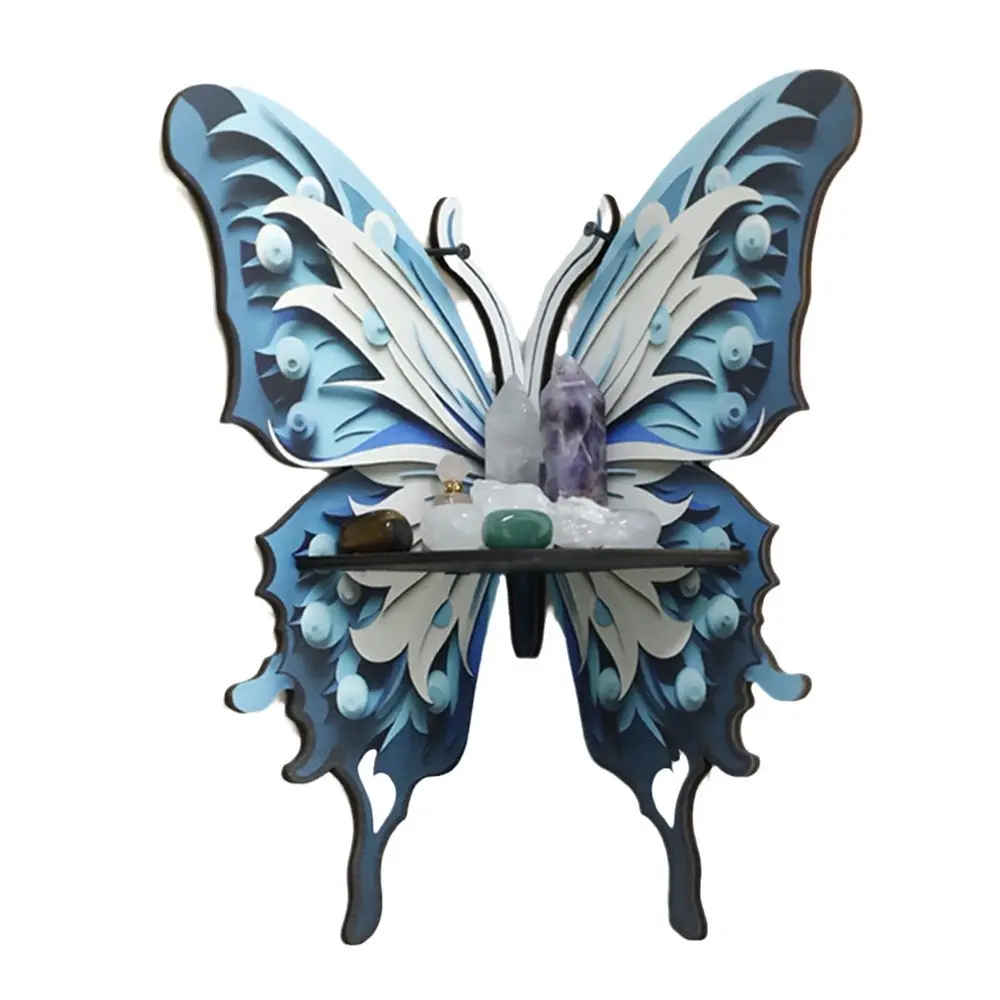 High Quality Colorful Butterfly Wooden Shelf Wooden Wall Mounted Corner Shelves Wall Decorations For Home