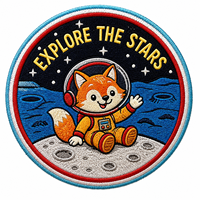 Écusson brodé personnalisé renard astronaute, badge de mission spatiale lunaire pour vestes, sacs à dos, casquettes et vêtements pour enfants AWELLS