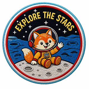Écusson brodé personnalisé renard astronaute, badge de mission spatiale lunaire pour vestes, sacs à dos, casquettes et vêtements pour enfants AWELLS - Product Image 1