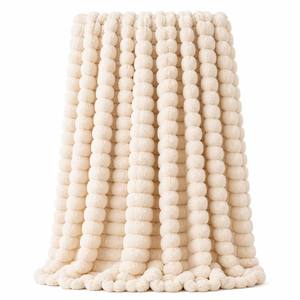 Super Soft Bubble Fleece Throw Blanket 3D Pompom Textured Decorative Sofa Bed Cozy Plush Dot Flannel Home Decor