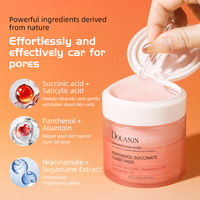 OEM Private Label Peeling Cotton Salicylic Acid Face Pads Red Succinic Acid Panthenol Face Toner Pad untuk Wajah