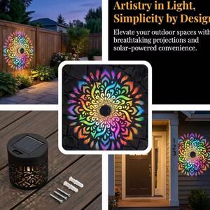 Applique murale extérieure LED à motif Mandala solaire, changeant de couleur, en métal ajouré, <span class=keywords><strong>pour</strong></span> jardin, patio, cour et décoration de fêtes - Product Image 3