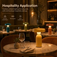 Lampe de table en métal rechargeable à moule exclusif, 3 températures de couleur, dimmable, sans fil USB-C, pour restaurant, hôtel, chevet