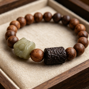Bracelet unisexe en bois doré poli durable, forme lion Bodhi, perles Mala, accessoires de prière portables, <span class=keywords><strong>méditation</strong></span> quotidienne - Product Image 1