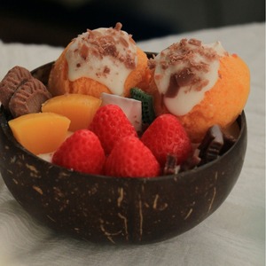 Handmade vỏ dừ<span class=keywords><strong>a</strong></span> thiết kế mới Ice Cream bóng phong cách bột yến mạch trang trí nến - Product Image 4