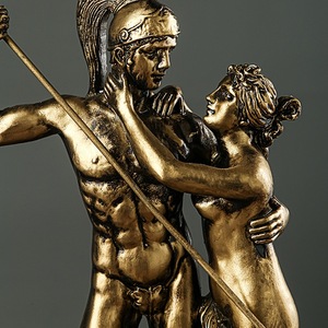 Sculture d'arte in resina bronzo greco Achille statuetta antico guerriero romano con figure di amante per la decorazione della casa artigianato - Product Image 5
