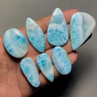 Turquoise naturelle de haute qualité, Larimar cabochon, formes mélangées calibrées, en vrac, 20-45mm, effet optique étoilé, certifié par un tiers